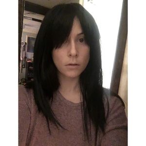 20” Black Wig with Bangs